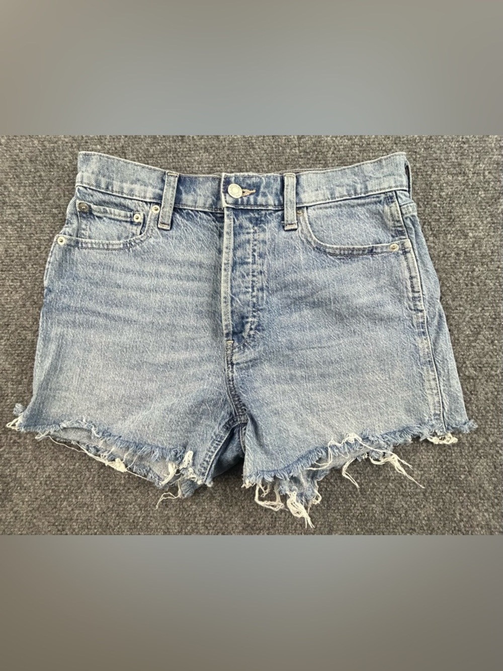 Light Blue Denim Frayed Hem Women's Shorts
